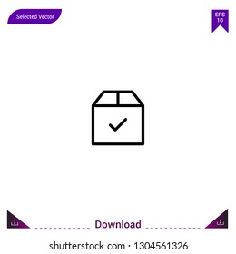 Outline package icon isolated on white background. Line pictogram. mobile application, logo, user interface. Editable stroke. EPS10 format vector