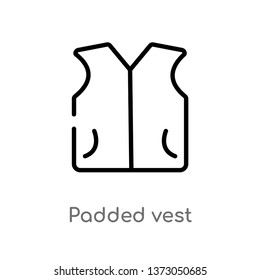outline padded vest vector icon. isolated black simple line element illustration from clothes concept. editable vector stroke padded vest icon on white background