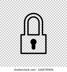 outline padlock icon flat vector on transparent background