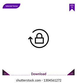 Outline padlock icon isolated on white background. Line pictogram. mobile application, logo, user interface. Editable stroke. EPS10 format vector
