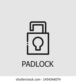 Outline padlock vector icon. Padlock illustration for web, mobile apps, design. Padlock vector symbol.