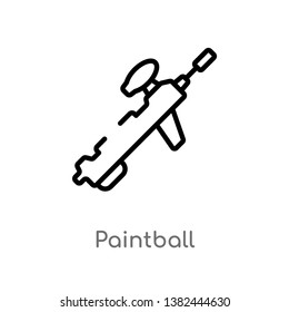 outline paintball vector icon. isolated black simple line element illustration from free time concept. editable vector stroke paintball icon on white background