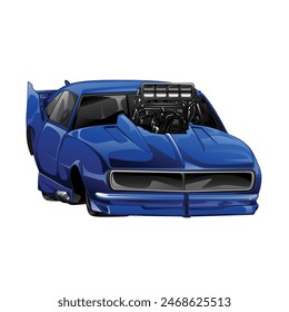 Outline and painted racing car. Isolated in black background, for t-shirt design, print, and for business purposes.