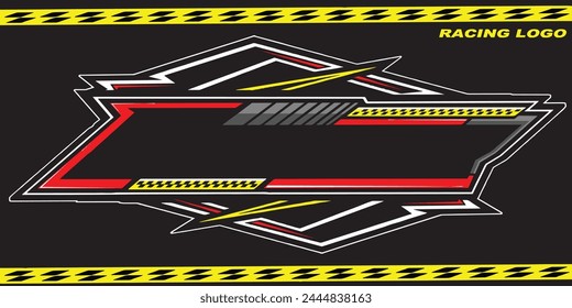 Outline and painted racing logo. Isolated in black background, for t-shirt design, print and for business purposes.