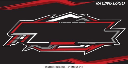 Outline and painted racing logo. Isolated in black background, for t-shirt design, print and for business purposes.