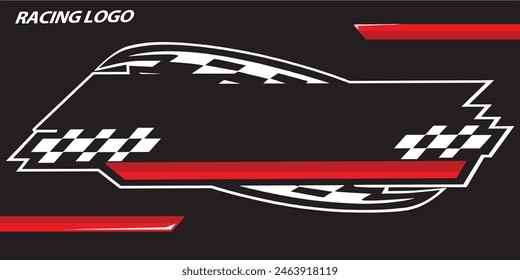 Outline and painted racing logo. Isolated in black background, for t-shirt design, print and for business purposes.