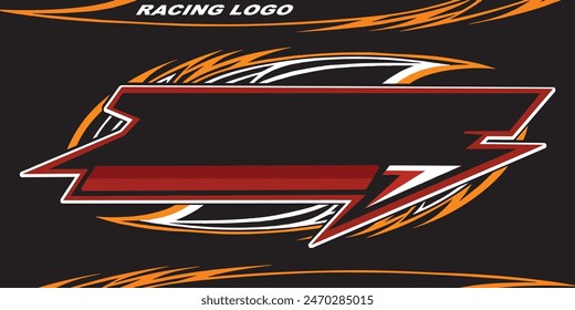 Outline and painted racing logo. Isolated in black background, for t-shirt design, print and for business purposes.