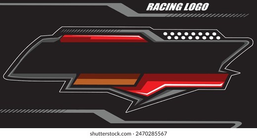 Outline and painted racing logo. Isolated in black background, for t-shirt design, print and for business purposes.