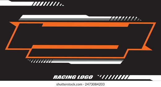Outline and painted racing logo. Isolated in black background, for t-shirt design, print and for business purposes.