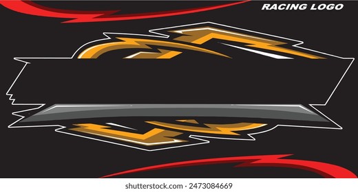 Outline and painted racing logo. Isolated in black background, for t-shirt design, print and for business purposes.