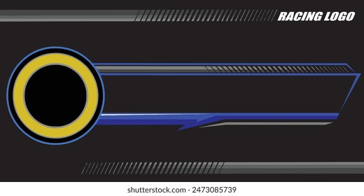 Outline and painted racing logo. Isolated in black background, for t-shirt design, print and for business purposes.