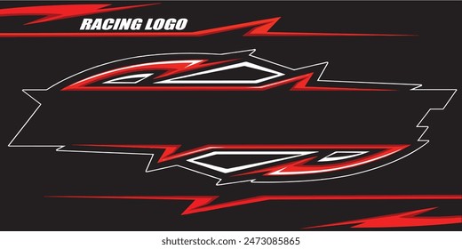 Outline and painted racing logo. Isolated in black background, for t-shirt design, print and for business purposes.