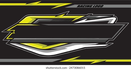 Outline and painted racing logo. Isolated in black background, for t-shirt design, print and for business purposes.