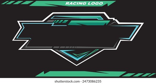 Outline and painted racing logo. Isolated in black background, for t-shirt design, print and for business purposes.