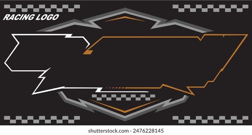 Outline and painted racing logo. Isolated in black background, for t-shirt design, print and for business purposes.