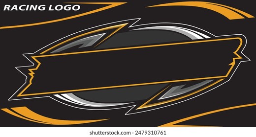 Outline and painted racing logo. Isolated in black background, for t-shirt design, print and for business purposes.