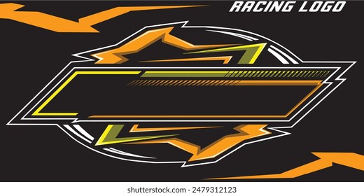 Contorno y logo de carreras pintado. Aislado en el fondo negro, para el diseño de la camiseta, impresión y para propósitos de negocio.