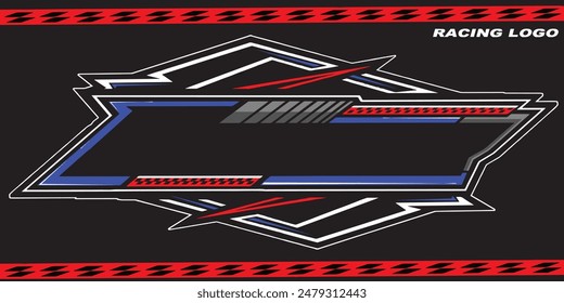 Outline and painted racing logo. Isolated in black background, for t-shirt design, print and for business purposes.