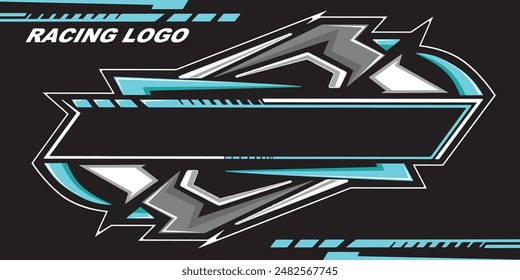 Outline and painted racing logo. Isolated in black background, for t-shirt design, print and for business purposes.