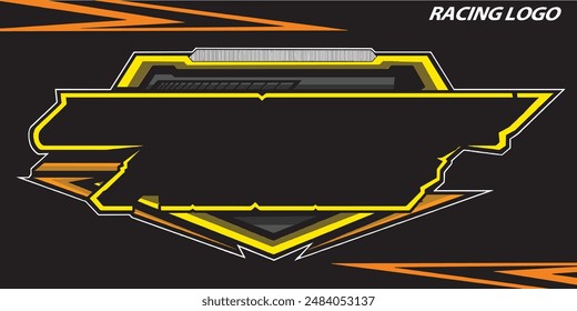 Outline and painted racing logo. Isolated in black background, for t-shirt design, print and for business purposes.