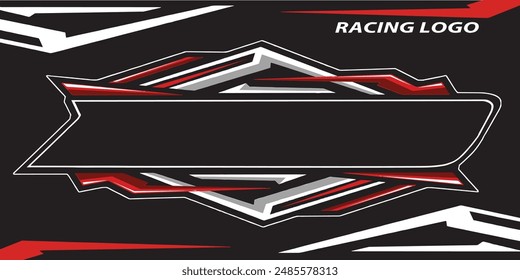 Outline and painted racing logo. Isolated in black background, for t-shirt design, print and for business purposes.