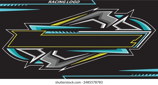 Outline and painted racing logo. Isolated in black background, for t-shirt design, print and for business purposes.