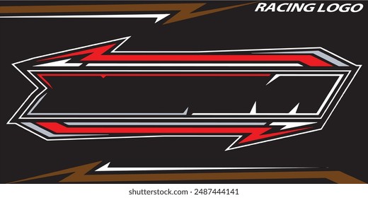 Outline and painted racing logo. Isolated in black background, for t-shirt design, print and for business purposes.