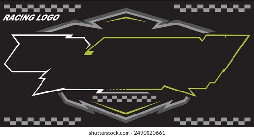 Outline and painted racing logo. Isolated in black background, for t-shirt design, print and for business purposes.