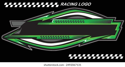 Outline and painted racing logo. Isolated in black background, for t-shirt design, print and for business purposes.