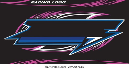 Outline and painted racing logo. Isolated in black background, for t-shirt design, print and for business purposes.