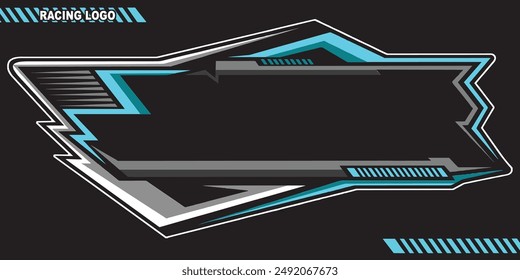 Outline and painted racing logo. Isolated in black background, for t-shirt design, print and for business purposes.