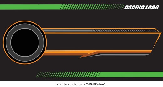 Outline and painted racing logo. Isolated in black background, for t-shirt design, print and for business purposes.