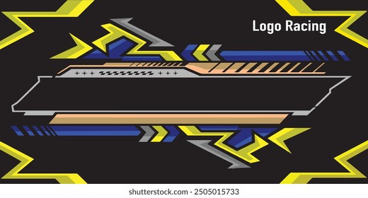Outline and painted racing logo. Isolated in black background, for t-shirt design, print and for business purposes.