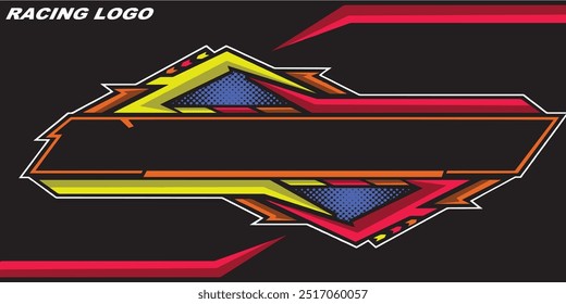 Outline and painted racing logo. Isolated in black background, for t-shirt design, print and for business purposes.
