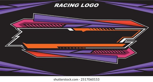 Outline and painted racing logo. Isolated in black background, for t-shirt design, print and for business purposes.