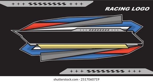 Outline and painted racing logo. Isolated in black background, for t-shirt design, print and for business purposes.