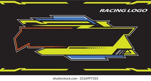 Outline and painted racing logo. Isolated in black background, for t-shirt design, print and for business purposes.
