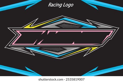 Outline and painted racing logo. Isolated in black background, for t-shirt design, print and for business purposes.