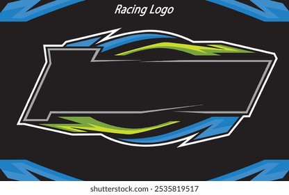 Outline and painted racing logo. Isolated in black background, for t-shirt design, print and for business purposes.