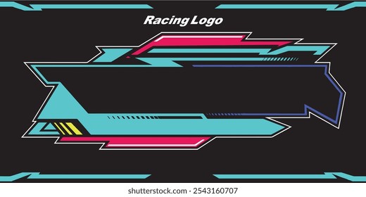Outline and painted racing logo. Isolated in black background, for t-shirt design, print and for business purposes.