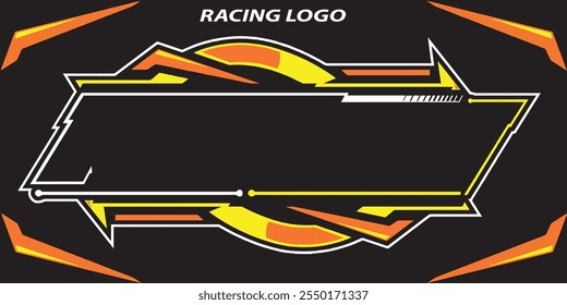 Outline and painted racing logo. Isolated in black background, for t-shirt design, print and for business purposes.