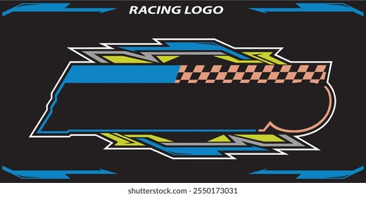 Outline and painted racing logo. Isolated in black background, for t-shirt design, print and for business purposes.