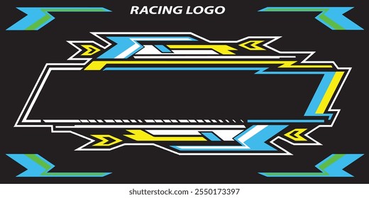 Outline and painted racing logo. Isolated in black background, for t-shirt design, print and for business purposes.