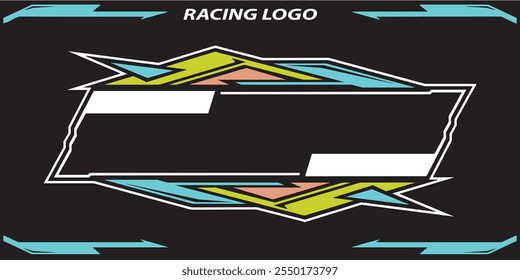 Outline and painted racing logo. Isolated in black background, for t-shirt design, print and for business purposes.