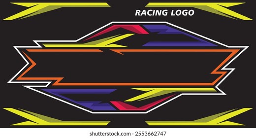 Outline and painted racing logo. Isolated in black background, for t-shirt design, print and for business purposes.