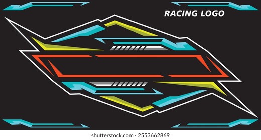 Outline and painted racing logo. Isolated in black background, for t-shirt design, print and for business purposes.