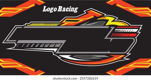 Outline and painted racing logo. Isolated in black background, for t-shirt design, print and for business purposes.