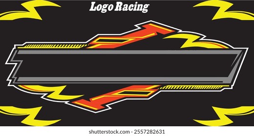 Outline and painted racing logo. Isolated in black background, for t-shirt design, print and for business purposes.