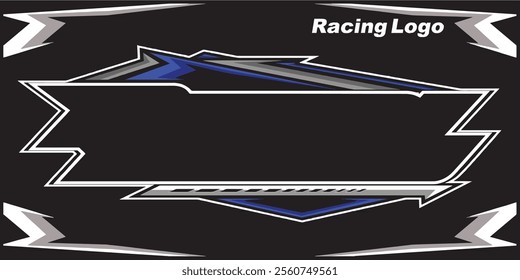 Outline and painted racing logo. Isolated in black background, for t-shirt design, print and for business purposes.