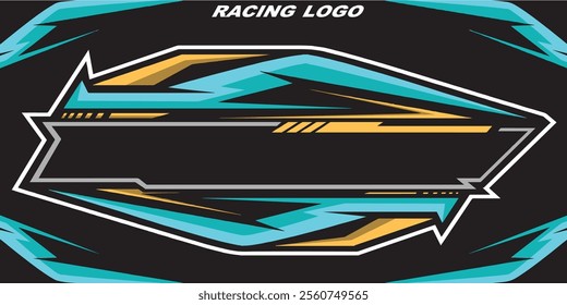 Outline and painted racing logo. Isolated in black background, for t-shirt design, print and for business purposes.